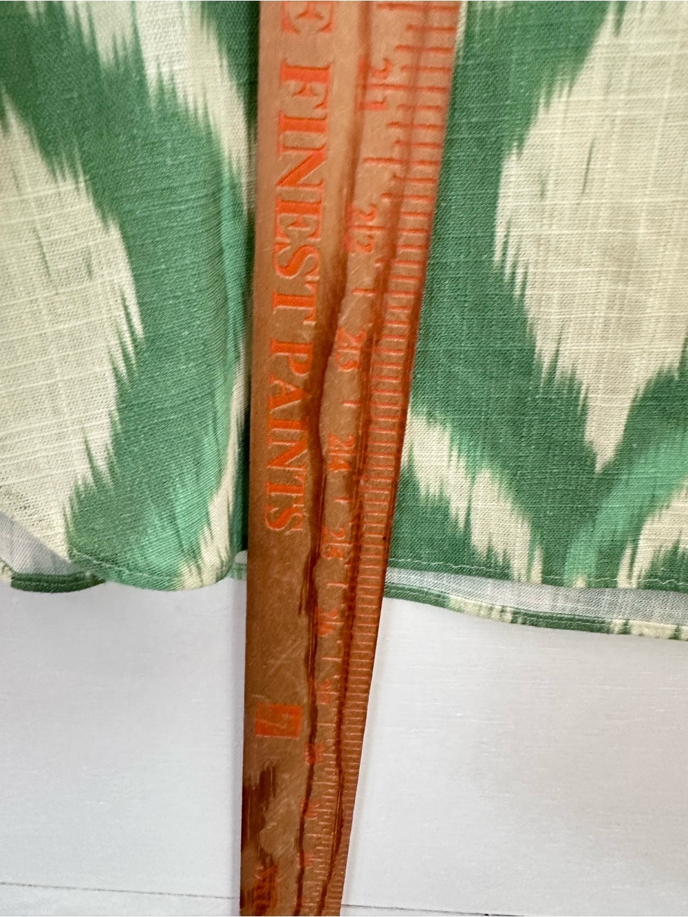 NEW Zara M Ikat green linen blend beaded hidden button contemporary blouse boho - Picture 11 of 14